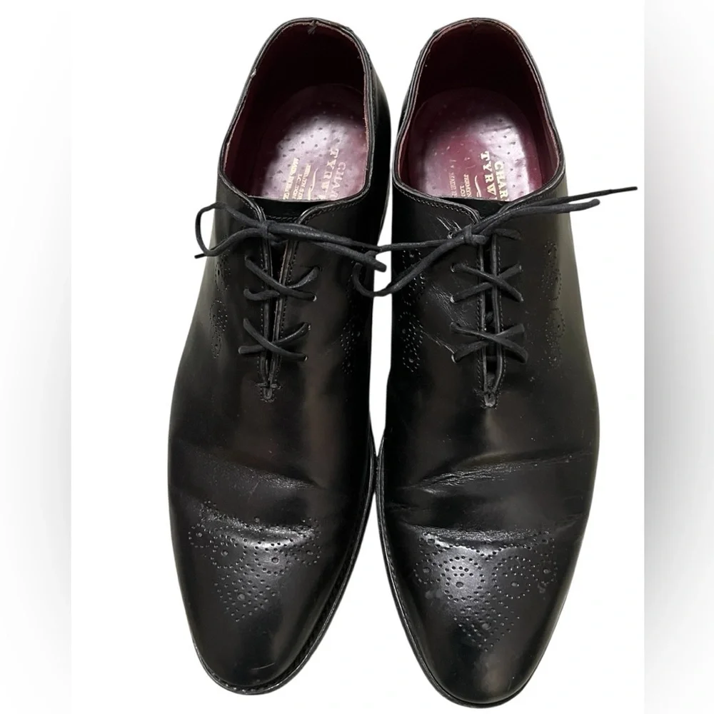 Charles Tyrwhitt men’s black leather lace up oxford dress shoes Made in England